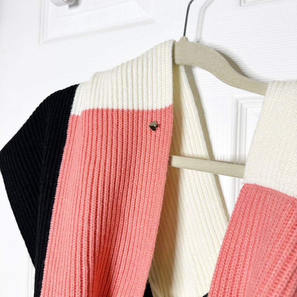 Kate Spade Infinity Scarf Womens OS Wool Blend‎ Ribbed Colorblock EUC - Picture 3 of 5